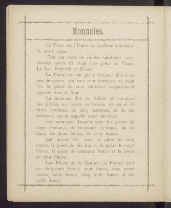 Monnaies.