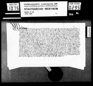 Pfalzgraf Ludwig bei Rhein, Kurfürst etc., belehnt den Grafen Friedrich zu Löwenstein (Lewenstein), Herrn zu Scharfeneck (Scharpfeneck), mit benannten Burglehen zu Oppenheim und Nierstein.