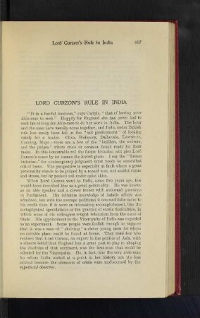 Lord Curzon's Rule in India.
