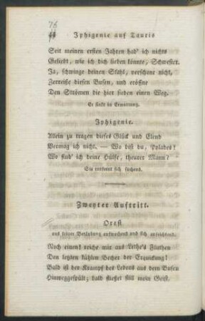 Zweyter Auftritt. Orest