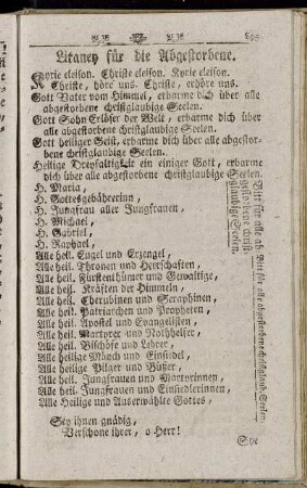 Litaney für die Abgestorbene