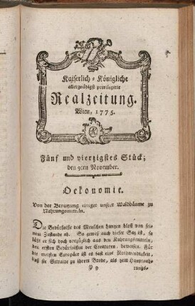 Fünf und vierzigstes Stück; den 9ten November. Wien, 1775.