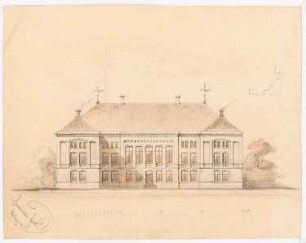 Lehrerseminar, Usingen: 1. Entwurf: Aufriss Vorderseite, Detail