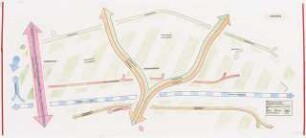 Fußgängerbrücke über die Neue Fahrt, Potsdam Schinkelwettbewerb 1993: Verkehrserschließung. Schematischer Plan 1:500