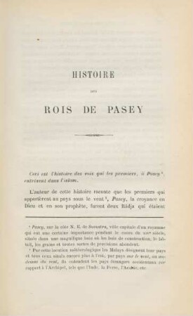 Histoire des Rois de Pasey