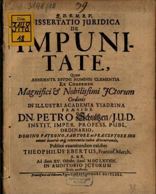 Dissertatio Juridica De Impunitate
