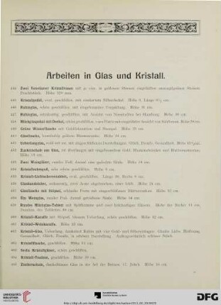 Arbeiten in Glas und Kristall (Nr. 444-504)