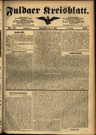 Ausgabe vom Samstag, den 09. Mai 1908.