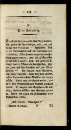 IV. Eine Anecdote