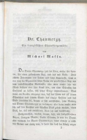 Dr. Chanmergy. Ein französisches Charaktergemälde von Michael Massa.