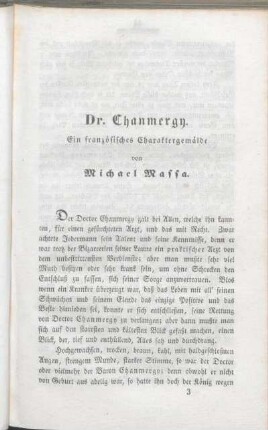 Dr. Chanmergy. Ein französisches Charaktergemälde von Michael Massa.