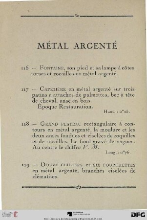 Métal argenté (Nr. 116-149)