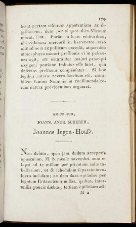 Amico Suo. Joann. Andr. Scherer, Johannes Ingen-Housz.