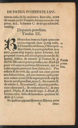 De patria potestate. Titulus IX.
