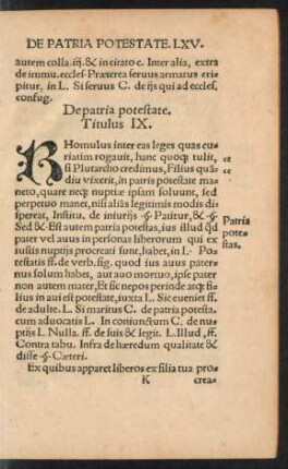 De patria potestate. Titulus IX.