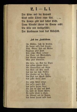L, l [Sprüche und Gedicht zum Buchstaben L]