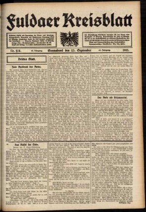 Dritte Ausgabe vom Samstag, den 23. September 1911.