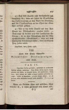 VIII. Botanischer Beobachtungen erstes Stück.