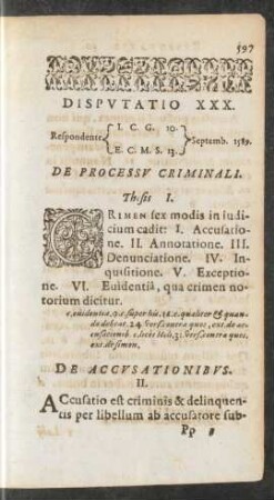 Disputatio XXX. ... De Processu Criminali.