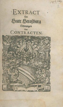 Extract der Statt Straßburg Ordnungen Von Contracten
