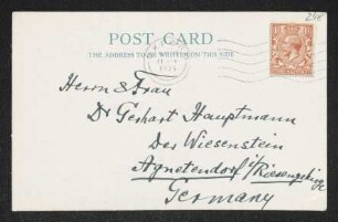 Brief von Hermann Georg Fiedler an Gerhart Hauptmann und Margarete Hauptmann