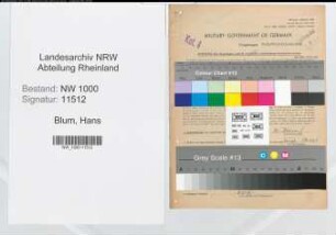Entnazifizierung Hans Blum, geb. 29.02.1908 (Kaufm.Angest.)