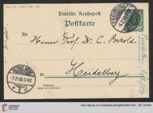 Postkarte von Otto Puchstein an Carl Bezold