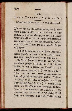 LXX. Ueber Düngung des Flachses