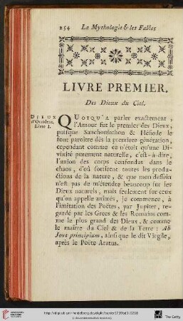 Livre premier. Des Dieux du Ciel