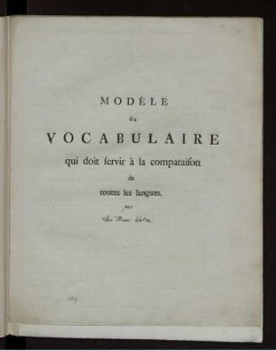 Modèle du Vocabulaire qui doit servir à la comparaison de toutes les langues
