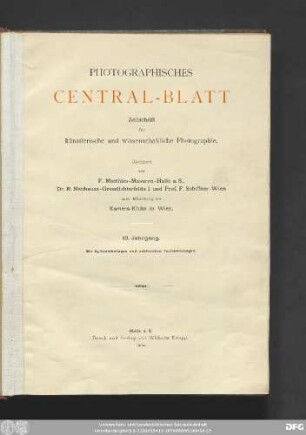 10: Photographisches Centralblatt : Zeitschr. für künstlerische u. wissenschaftl. Photographie