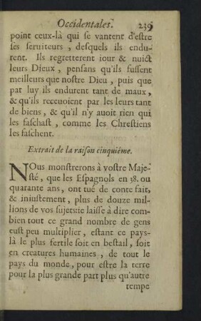 Extrait de la raison cinquième.