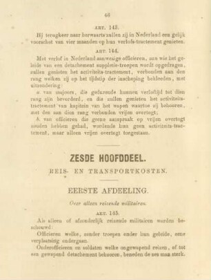 Zesde hoofddeel. Reis- en transportkosten