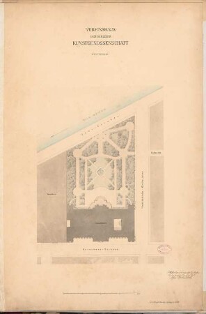 Vereinshaus der Berliner Künstler Schinkelwettbewerb 1880: Lageplan; Maßstabsleiste