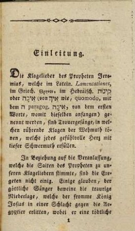 Die Klagelieder des Propheten Jeremias