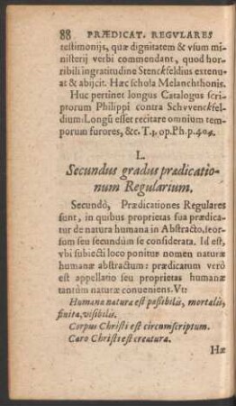 L. Secundus gradus praedicationum Regularium.