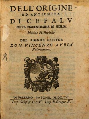 Dell'origine ed antichità di Cefalu