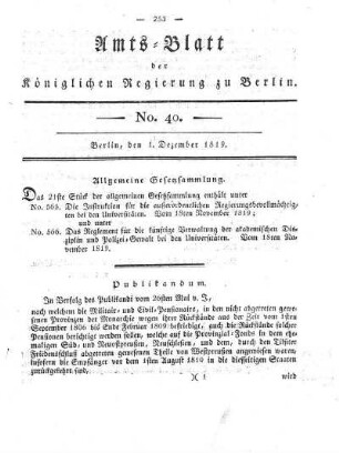 No. 40, 1. Dezember 1819