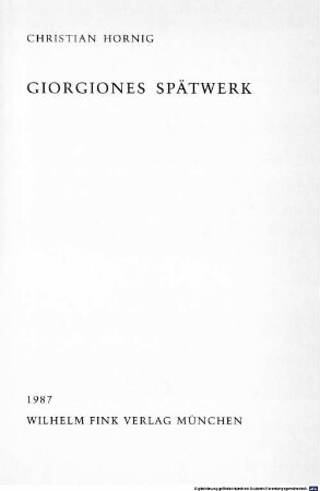 Giorgiones Spätwerk