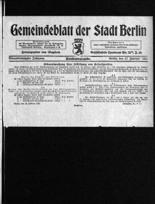 Sonderausgabe, 17. Februar 1923