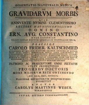 Diss. inaug. med. de gravidarum morbis