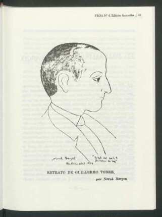 Retrato de Guillermo Torre, por Norah Borges. : [Con firma del artista, título: "Retrato del poeta Guillermo De Torre" y fecha, Madrid, abril 1934.]
