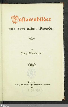 Pastorenbilder aus dem alten Dresden
