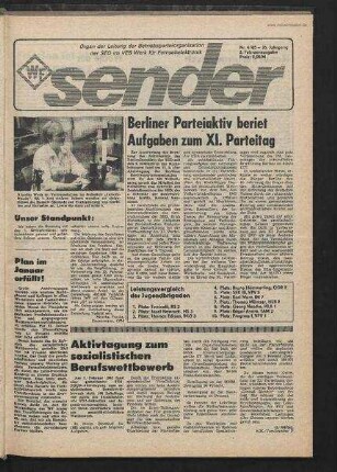 Betriebszeitung 'WF-Sender', Nr.4/1985 (2. Februarausgabe 1985)