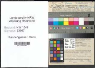 Entnazifizierung Hans Kannengiesser , geb. 10.06.1893 (Verwaltungsbeamter)