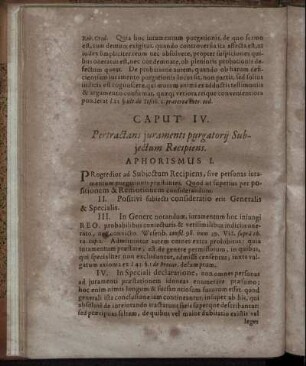 Caput IV. Pertractans iuramenti purgatorii Subiectum Recipiens.