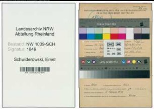Entnazifizierung Ernst Schwiderowski , geb. 12.06.1902 (Hilfspolier)