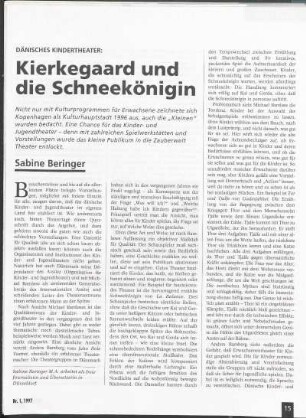 Dänisches Kindertheater: Kierkegaard und die Schneekönigin