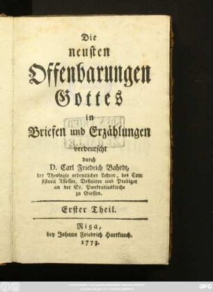 Theil 1: Die neusten Offenbarungen Gottes in Briefen und Erzählungen
