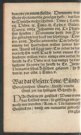 Wat dat Gesette/ Love/ Sünde ... yn der hilligen Schrifft sy.